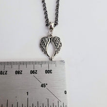 Load image into Gallery viewer, Memorial Wings Necklace, Your Choice of Two Chains, Heart Shaped Angel Jewelry