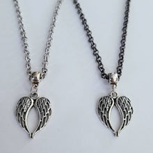 Load image into Gallery viewer, Memorial Wings Necklace, Your Choice of Two Chains, Heart Shaped Angel Jewelry