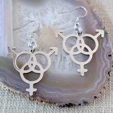 Load image into Gallery viewer, Bisexual Earrings, Dangle Drop Earrings, Stainless Steel Charms, Bi Bisexuality LGBTQIA Gifts
