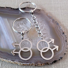 Load image into Gallery viewer, Gay Male Keychain, Backpack Bag or Purse Charm, Zipper Pull, Gifts for Gay Men, LGBTQIA Keyring