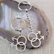 Load image into Gallery viewer, Gay Male Keychain, Backpack Bag or Purse Charm, Zipper Pull, Gifts for Gay Men, LGBTQIA Keyring