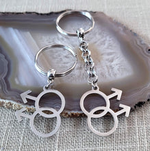 Load image into Gallery viewer, Gay Male Keychain, Backpack Bag or Purse Charm, Zipper Pull, Gifts for Gay Men, LGBTQIA Keyring