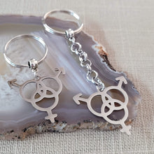 Load image into Gallery viewer, Bisexual Symbol Keychain, Bi Bisexuality Backpack Bag or Purse Charm, Zipper Pull, LGBTQIA Gifts