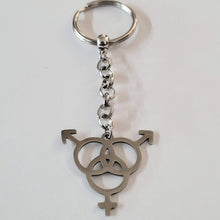 Load image into Gallery viewer, Bisexual Symbol Keychain, Bi Bisexuality Backpack Bag or Purse Charm, Zipper Pull, LGBTQIA Gifts