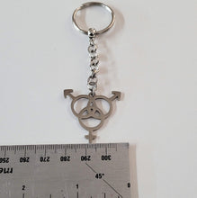Load image into Gallery viewer, Bisexual Symbol Keychain, Bi Bisexuality Backpack Bag or Purse Charm, Zipper Pull, LGBTQIA Gifts
