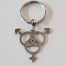 Load image into Gallery viewer, Bisexual Symbol Keychain, Bi Bisexuality Backpack Bag or Purse Charm, Zipper Pull, LGBTQIA Gifts