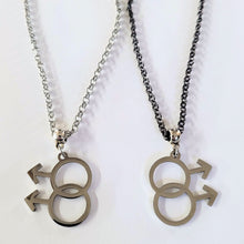 Load image into Gallery viewer, Gay Male Necklace, Your Choice of Gunmetal or Silver Rolo Chain, Gifts for Gay Men, LGBTQIA Jewelry