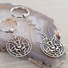 Load image into Gallery viewer, Baphomet Keychain, Backpack or Purse Charm, Satanic Zipper Pull