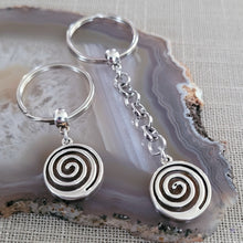 Load image into Gallery viewer, Spiral Keychain, Silver Backpack or Purse Charm, Zipper Pull, Key Fob Lanyards