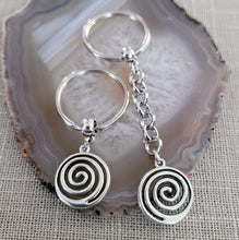 Load image into Gallery viewer, Spiral Keychain, Silver Backpack or Purse Charm, Zipper Pull, Key Fob Lanyards