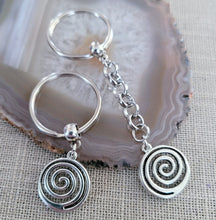 Load image into Gallery viewer, Spiral Keychain, Silver Backpack or Purse Charm, Zipper Pull, Key Fob Lanyards