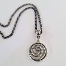 Load image into Gallery viewer, Spiral Necklace, Your Choice of Curb or Rolo Chain, Mens Jewelry