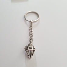 Load image into Gallery viewer, Diamond Keychain Key Ring or Zipper Pull, Silver Backpack or Purse Charms