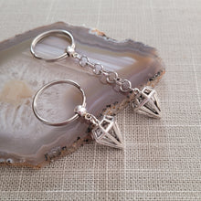 Load image into Gallery viewer, Diamond Keychain Key Ring or Zipper Pull, Silver Backpack or Purse Charms