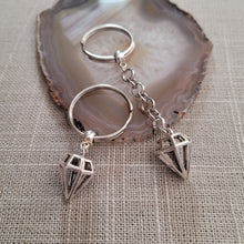 Load image into Gallery viewer, Diamond Keychain Key Ring or Zipper Pull, Silver Backpack or Purse Charms
