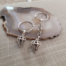 Load image into Gallery viewer, Diamond Keychain Key Ring or Zipper Pull, Silver Backpack or Purse Charms