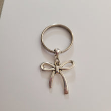 Load image into Gallery viewer, Bow Keychain, Key Ring or Zipper Pull, Silver Backpack or Purse Charms