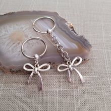 Load image into Gallery viewer, Bow Keychain, Key Ring or Zipper Pull, Silver Backpack or Purse Charms