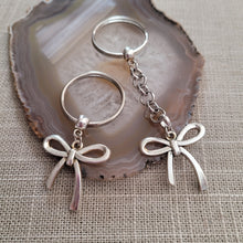 Load image into Gallery viewer, Bow Keychain, Key Ring or Zipper Pull, Silver Backpack or Purse Charms