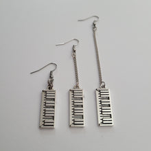 Load image into Gallery viewer, Piano Key Earrings, Keyboard Radio Musical Jewelry, Your Choice of Three Lengths