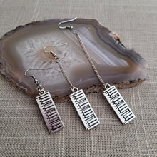Load image into Gallery viewer, Piano Key Earrings, Keyboard Radio Musical Jewelry, Your Choice of Three Lengths
