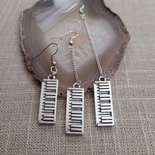 Load image into Gallery viewer, Piano Key Earrings, Keyboard Radio Musical Jewelry, Your Choice of Three Lengths