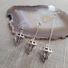 Load image into Gallery viewer, Hollow Diamond Earrings, Your Choice of Three Lengths, Dangle Drop Chain Earrings