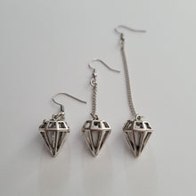 Load image into Gallery viewer, Hollow Diamond Earrings, Your Choice of Three Lengths, Dangle Drop Chain Earrings