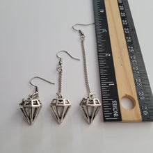 Load image into Gallery viewer, Hollow Diamond Earrings, Your Choice of Three Lengths, Dangle Drop Chain Earrings