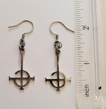 Load image into Gallery viewer, Grucifix Cross Dangle Drop Earrings, Stainless Steel Charms, Imperator Ghost BC Jewelry
