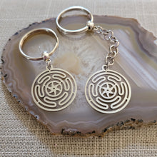 Load image into Gallery viewer, Wheel of Hecate Keychain, Backpack or Purse Charm, Zipper Pull, Stainless Steel Charm