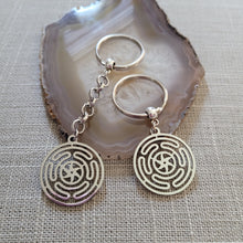 Load image into Gallery viewer, Wheel of Hecate Keychain, Backpack or Purse Charm, Zipper Pull, Stainless Steel Charm