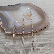 Load image into Gallery viewer, Bullet Earrings, Your Choice of Three Lengths, Dangle Drop Chain Earrings