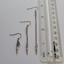 Load image into Gallery viewer, Bullet Earrings, Your Choice of Three Lengths, Dangle Drop Chain Earrings