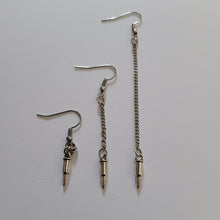 Load image into Gallery viewer, Bullet Earrings, Your Choice of Three Lengths, Dangle Drop Chain Earrings