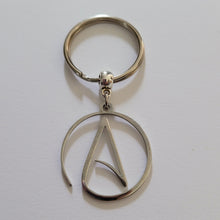 Load image into Gallery viewer, Atheism Keychain, Backpack or Purse Charm, Zipper Pull, Stainless Steel Charm