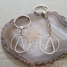 Load image into Gallery viewer, Atheism Keychain, Backpack or Purse Charm, Zipper Pull, Stainless Steel Charm