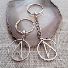 Load image into Gallery viewer, Atheism Keychain, Backpack or Purse Charm, Zipper Pull, Stainless Steel Charm