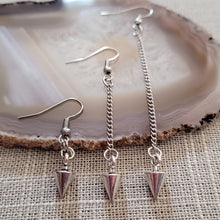 Load image into Gallery viewer, Spike Earrings, Your Choice of Three Lengths, Dangle Drop Chain Earrings