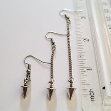 Load image into Gallery viewer, Spike Earrings, Your Choice of Three Lengths, Dangle Drop Chain Earrings