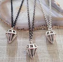 Load image into Gallery viewer, Diamond Necklace, Your Choice of 3 Rolo Chains Finishes, Mixed Metals