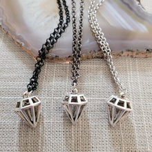 Load image into Gallery viewer, Diamond Necklace, Your Choice of 3 Rolo Chains Finishes, Mixed Metals