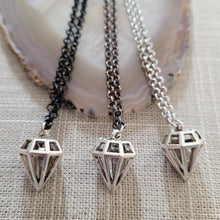 Load image into Gallery viewer, Diamond Necklace, Your Choice of 3 Rolo Chains Finishes, Mixed Metals