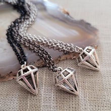 Load image into Gallery viewer, Diamond Necklace, Your Choice of 3 Rolo Chains Finishes, Mixed Metals