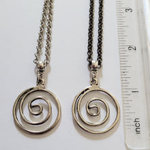 Load image into Gallery viewer, Spiral Necklace, Your Choice of Gunmetal Curb or Silver Rolo Chain, Mens Jewelry