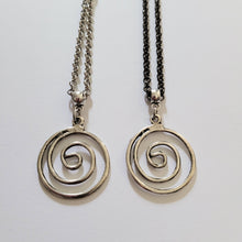 Load image into Gallery viewer, Spiral Necklace, Your Choice of Gunmetal Curb or Silver Rolo Chain, Mens Jewelry
