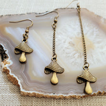 Load image into Gallery viewer, Magic Mushroom Earrings, Your Choice of Three Lengths, Dangle Drop Chain Earrings
