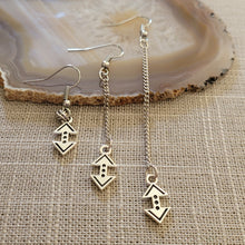 Load image into Gallery viewer, Up and Down Arrow Earrings, Your Choice of Three Lengths, Long Dangle Drop Chain Earrings