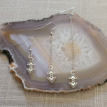 Load image into Gallery viewer, Up and Down Arrow Earrings, Your Choice of Three Lengths, Long Dangle Drop Chain Earrings