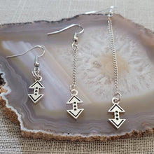 Load image into Gallery viewer, Up and Down Arrow Earrings, Your Choice of Three Lengths, Long Dangle Drop Chain Earrings